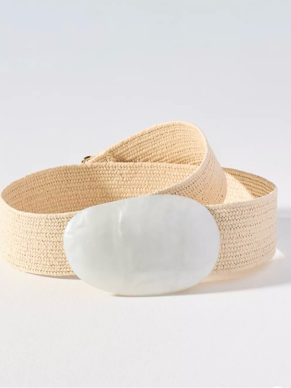 NWT By Anthropologie Raffia Oval Buckle Belt - size S